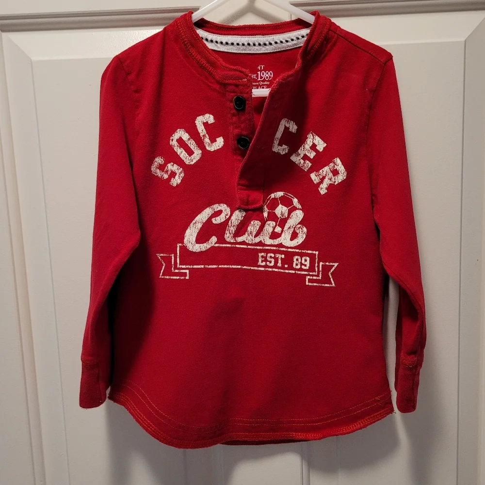 NWOT 2 Boy's Red Long Sleeve shirts 4T